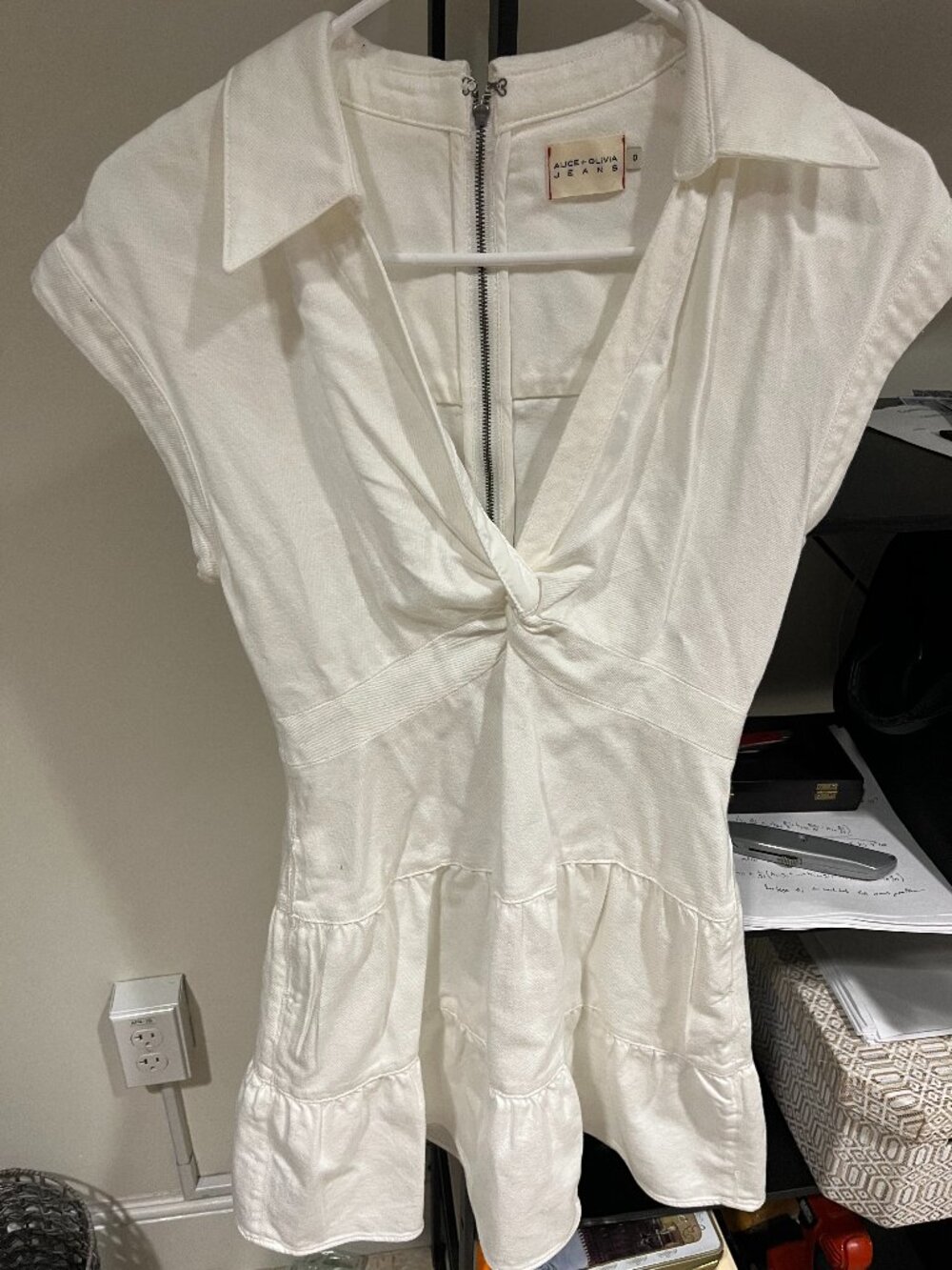 Alice & Olivia Mila Center Twist Cotton Blend Minidress